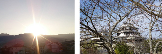 初日・松山城