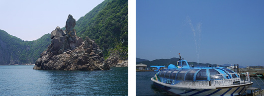仙崎港から青海島一周のクルーズ船